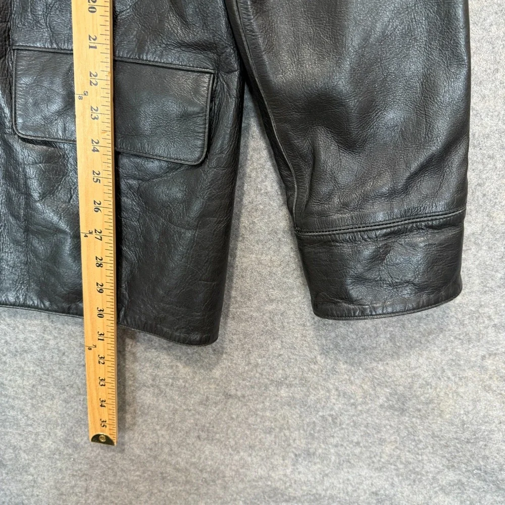 Banana Republic 100% Leather Blazer Jacket‎ Mens Large Chore Lined Black Limited